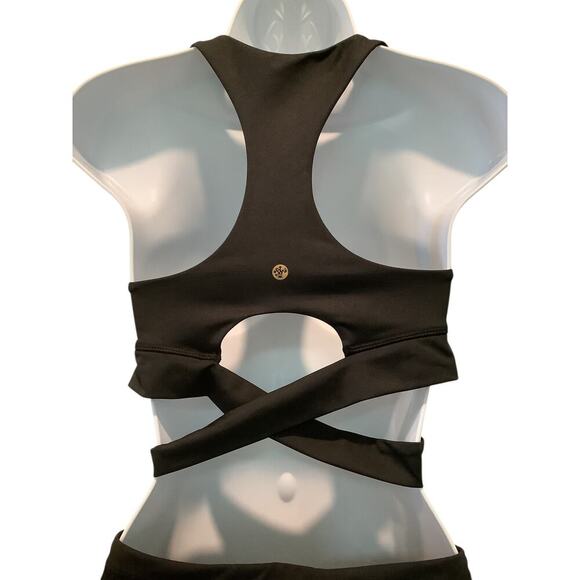 MANDUKA 2 PC BLACK ACTIVEWEAR SET WRAP BAND SPORT BRA S BOTTOM M - Picture 5 of 12